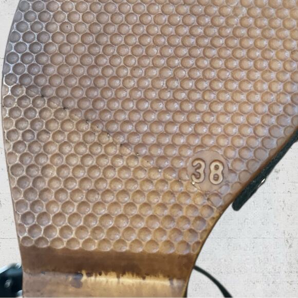 Christian Di Riccio Black Leather Platform Wedge Sandals Size 7.5 EU 38 Italy - Picture 8 of 8